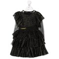 TWINSET Kids glitter ruffled tulle dress - Black