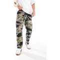 ONLY & SONS relaxed fit worker trouser with tiger camo print in black