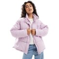 HUGO Blue falena puffer jacket in pink with all over print-Purple
