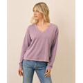 PACT Apparel Women's Lavender Haze Heather Classic Fine Knit Relaxed Sweater