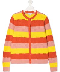 orange cardigan with googly eyes