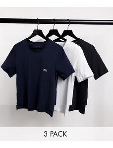 BOSS Bodywear 3 pack t-shirts in navy/ white/ black-Multi