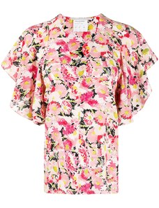 Stella McCartney floral-print flounce-sleeve blouse - Pink