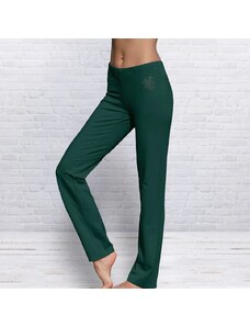 The Spirit of OM wellness kalhoty z bio bavlny dlouhé unisex - tmavě zelené