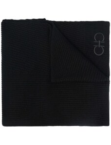 Ferragamo embroidered logo scarf - Black