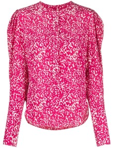 ISABEL MARANT floral-print curved-hem silk blouse - Pink
