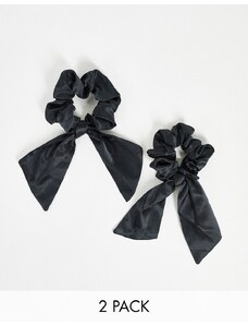 Easilocks Satin Ribbon Long Scrunchie in Black-No colour