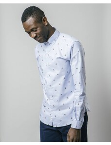 Slalom Race Blue Printed Shirt - Organic Cotton - Brava Fabrics