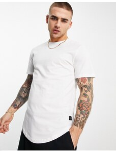 Only Sons longline curved hem t-shirt in white
