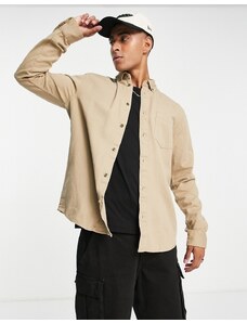 Only & Sons heavyweight twill shirt in beige-Neutral