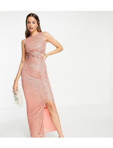 Jaded Rose Tall twist front maxi dress in bronze sequin-Copper
