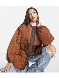 Pieces Tall quilted contrast jacket in brown