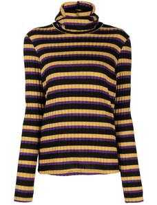 Anna Sui striped roll-neck jumper - Yellow