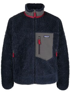 Patagonia logo-patch zip-up fleece jacket - Blue