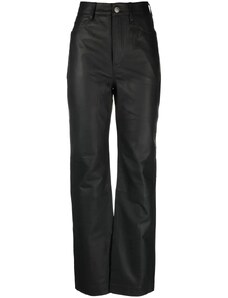 REMAIN straight-leg lambskin trousers - Black