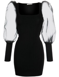 alice + olivia Abella. puff-sleeve mini dress - Black