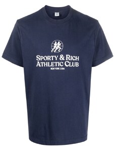 Sporty & Rich Athletic Club-print cotton T-shirt - Blue