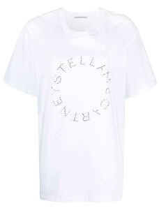 Stella McCartney rhinestone-logo short-sleeved T-shirt - White