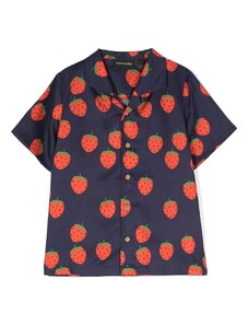 Mini Rodini strawberry-print short-sleeve shirt - Blue