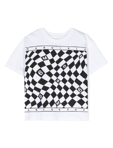 MM6 Maison Margiela Kids chess-print logo T-shirt - White