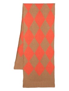 La DoubleJ argyle-pattern knitted scarf - Brown