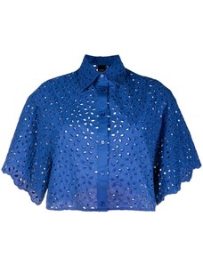 PINKO floral-motif perforated shirt - Blue