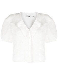 b+ab frayed effect puff-sleeve shirt - White