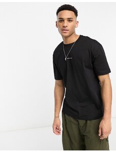 Selected Homme cotton mix oversized logo t-shirt in black