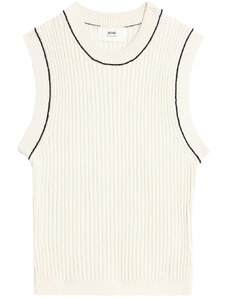 AMI Paris contrast-stitch sleeveless knit top - White