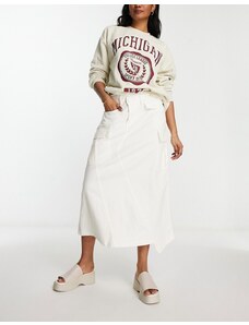 Urban Revivo cargo midi skirt with pockets in white