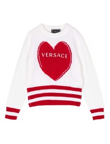 Versace Kids logo-embroidered wool jumper - White