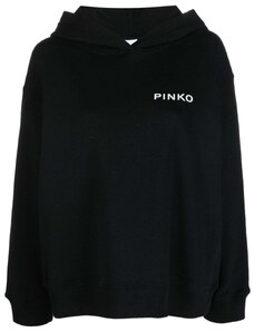 PINKO logo-print cotton hoodie - Black