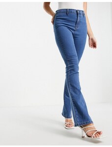 Don't Think Twice DTT Bianca high waisted flare disco jeans in mid blue