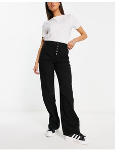 Don't Think Twice DTT Fern staright leg jeans with button front in black