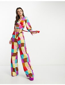 Something New wide leg trouser co-ord in multi check print