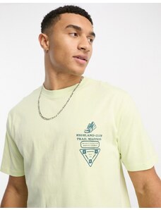 Only & Sons oversized t-shirt with trainer print in light yellow-Green
