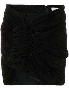 The Mannei ruched-detail suede miniskirt - Black