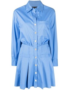 Maje pleated-panel shirt minidress - Blue