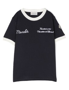 Moncler Enfant logo-embroidered cotton T-shirt - Blue