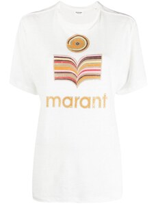 MARANT ÉTOILE logo-print linen T-shirt - White