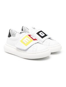 MSGM Kids touch-strap leather sneakers - White
