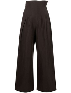 Auralee corset-style wide-leg trousers - Brown