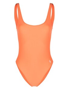 Sporty & Rich logo-print open-back swimsuit - Orange