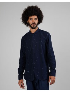 Brava Fabrics Eyes Flannel Regular Shirt Navy - 100% (Organic) Cotton
