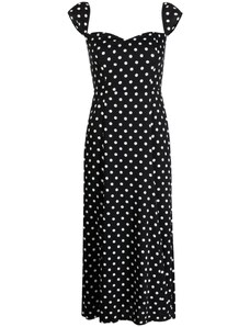 Reformation polka-dot sweetheart-neck dress - Black