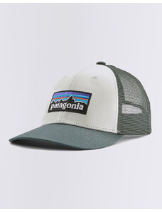 Patagonia P-6 Logo LoPro Trucker Hat White w/Nouveau Green