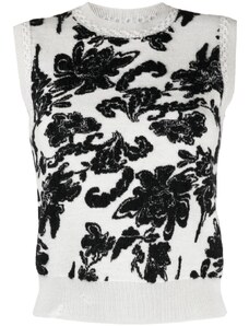 JNBY patterned intarsia knit sleeveless jumper - White