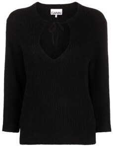 GANNI cut-out ribbed-knit jumper - Black