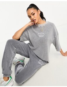 ASOS Weekend Collective co-ord washed waffle t-shirt in charcoal-Grey