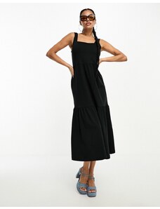 Urban Classics tiered midi dress in black